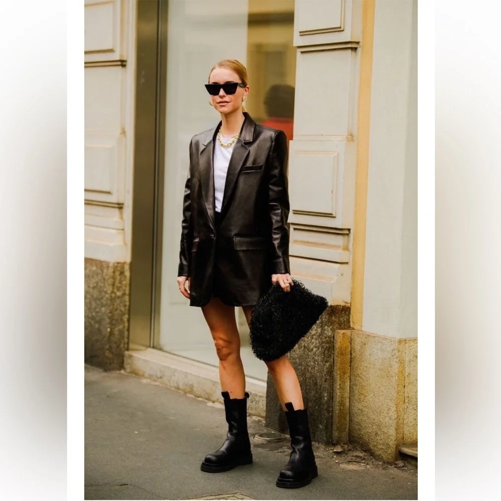 Zara Faux Leather Blazer M - Picture 4 of 10